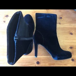 Black Velvet Zip Up Boots - NEVER BEEN WORN